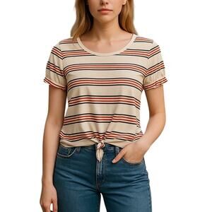 Hailey & Co Nautical Stripe Self-Tie T-Shirt Size Large Lightweight